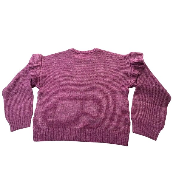 Old Navy Ruffle Crew Neck Pullover Cable Knit Sweater Artichoke Blossom Girls XL - Picture 3 of 11